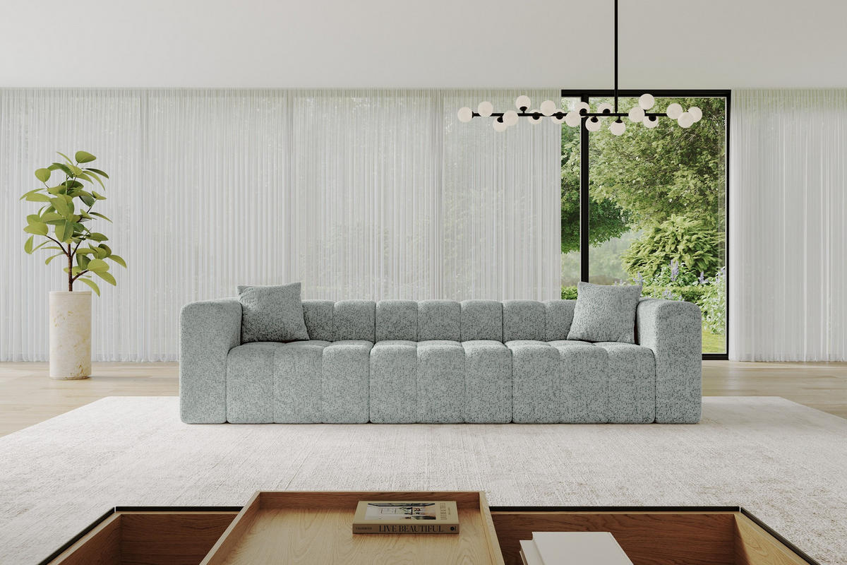 POHOVKA 3-MÍSTNÁ DONY-3 315x90x71 cm Zelená Žinylka - černá/mátově zelená, kompozitní dřevo/textil (315/71/90cm) - ALTDECOR