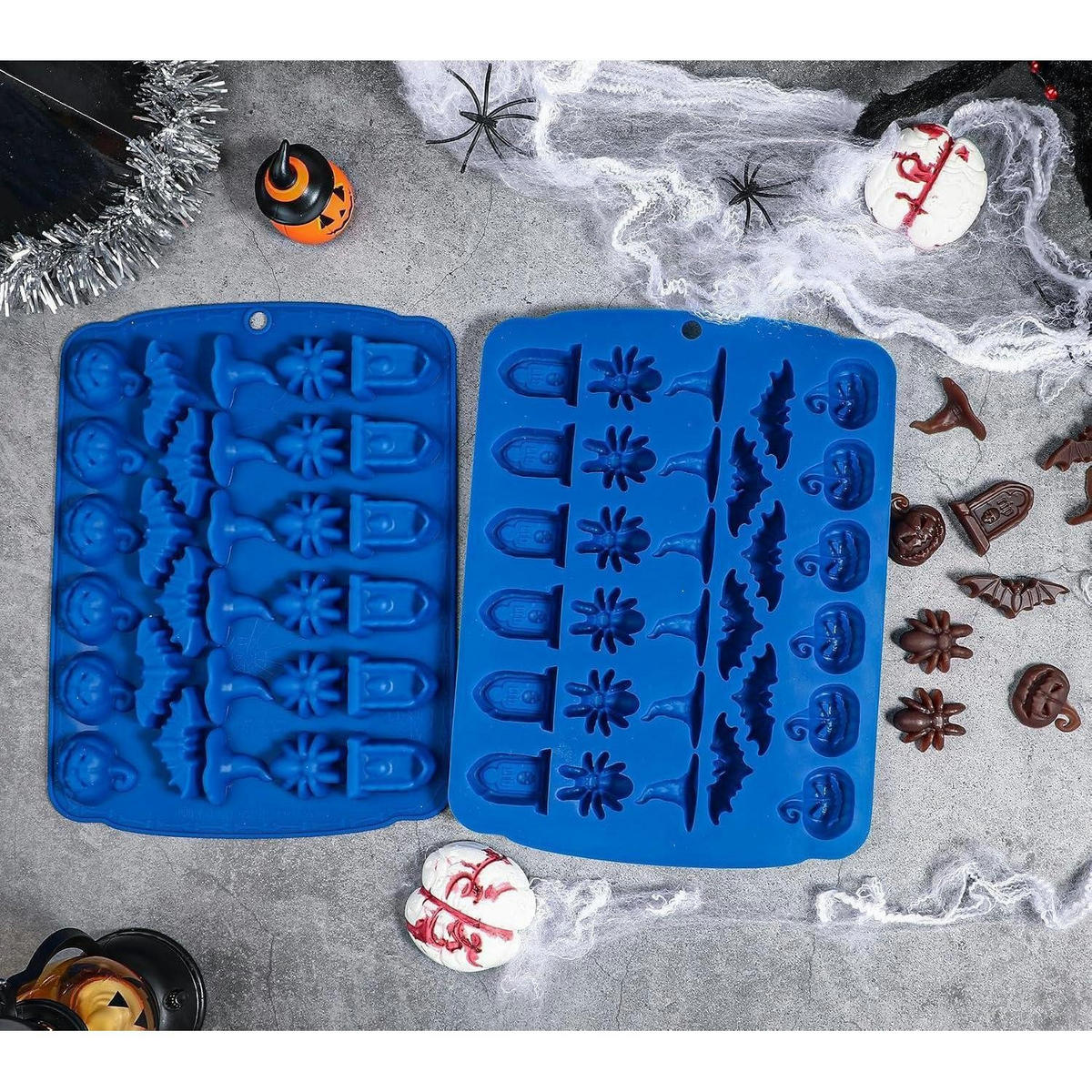 BACKFORM 2-teiliges Set Silikon Halloween Motive - Blau, Kunststoff