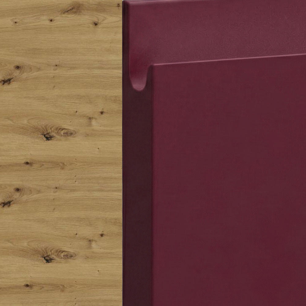 HÄNGESCHRANK Florence W2/50 Eiche Artisan / RAL 3004 purpurrot matt 50 / 32,5 / 72cm - Türanschlag rechts - Rot/Eiche Artisan, Holz/Holzwerkstoff (50/72/32.5cm) - Feldmann-Wohnen