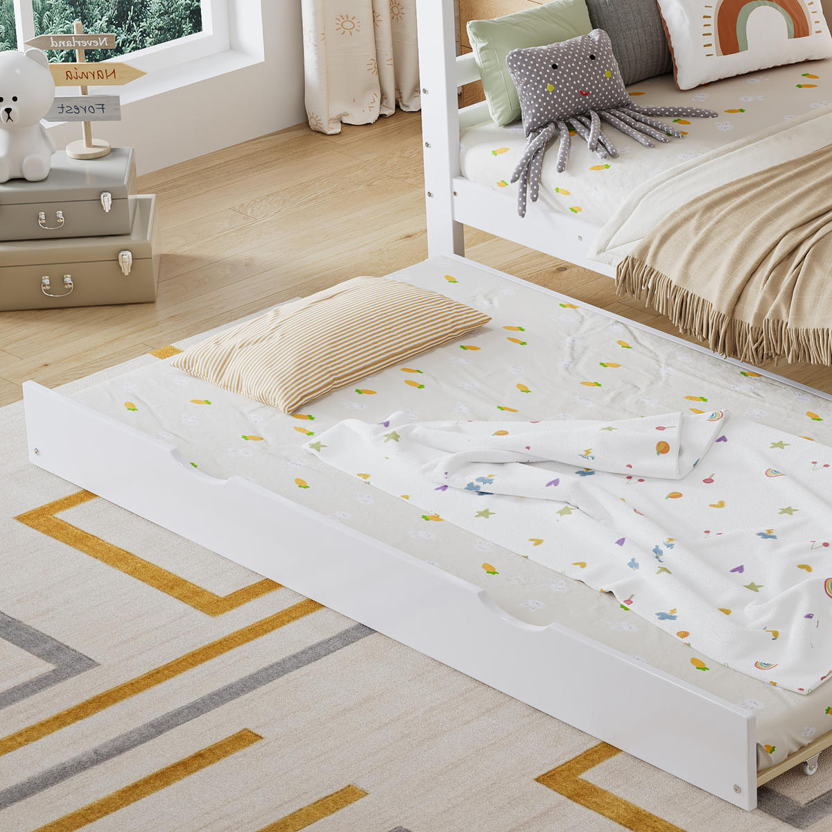 ETAGENBETT Ausziehbar Weiß 90x200cm - Weiß, Holz (90/200cm) - ComfortXL