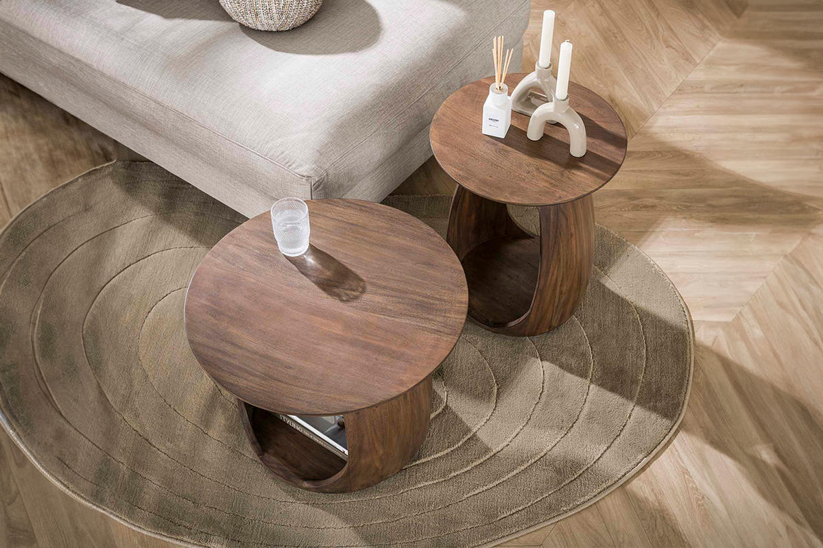 BEISTELLTISCH MEVA Braun Akazie - Braun, Akazienholz/Holz (60/60/46cm) - KAWOLA