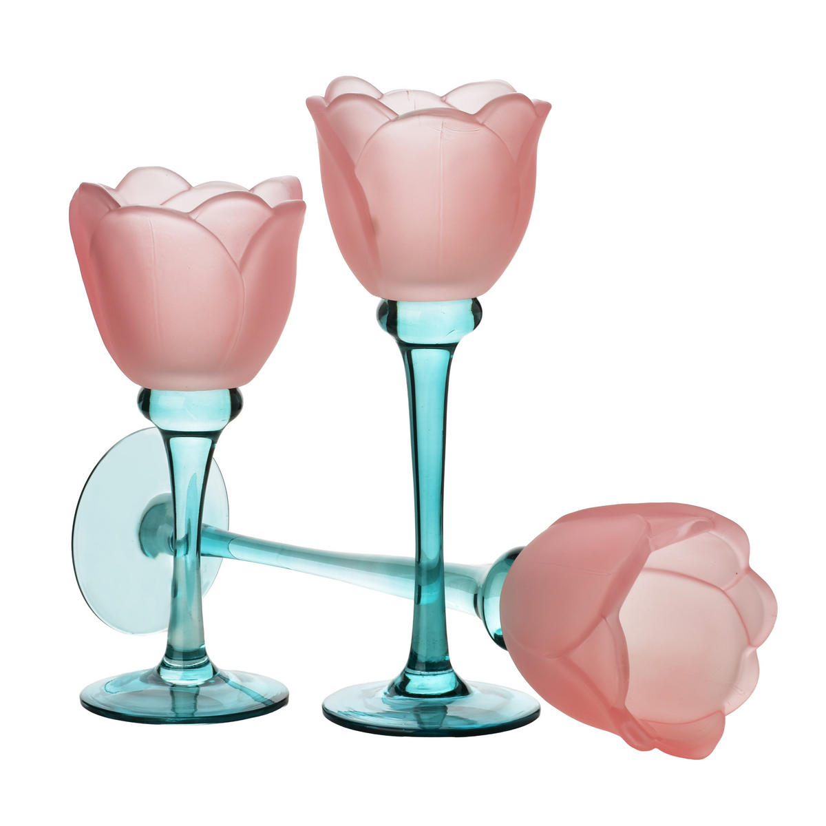 KERZENHALTER Julietta blau 8/8/22 cm Glas - Blau, Glas (8/22/8cm) - Mondex