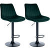 BARHOCKER 2er Set Samt grün - Schwarz/Grün, Textil/Metall (49.5/91/50cm) - CLP