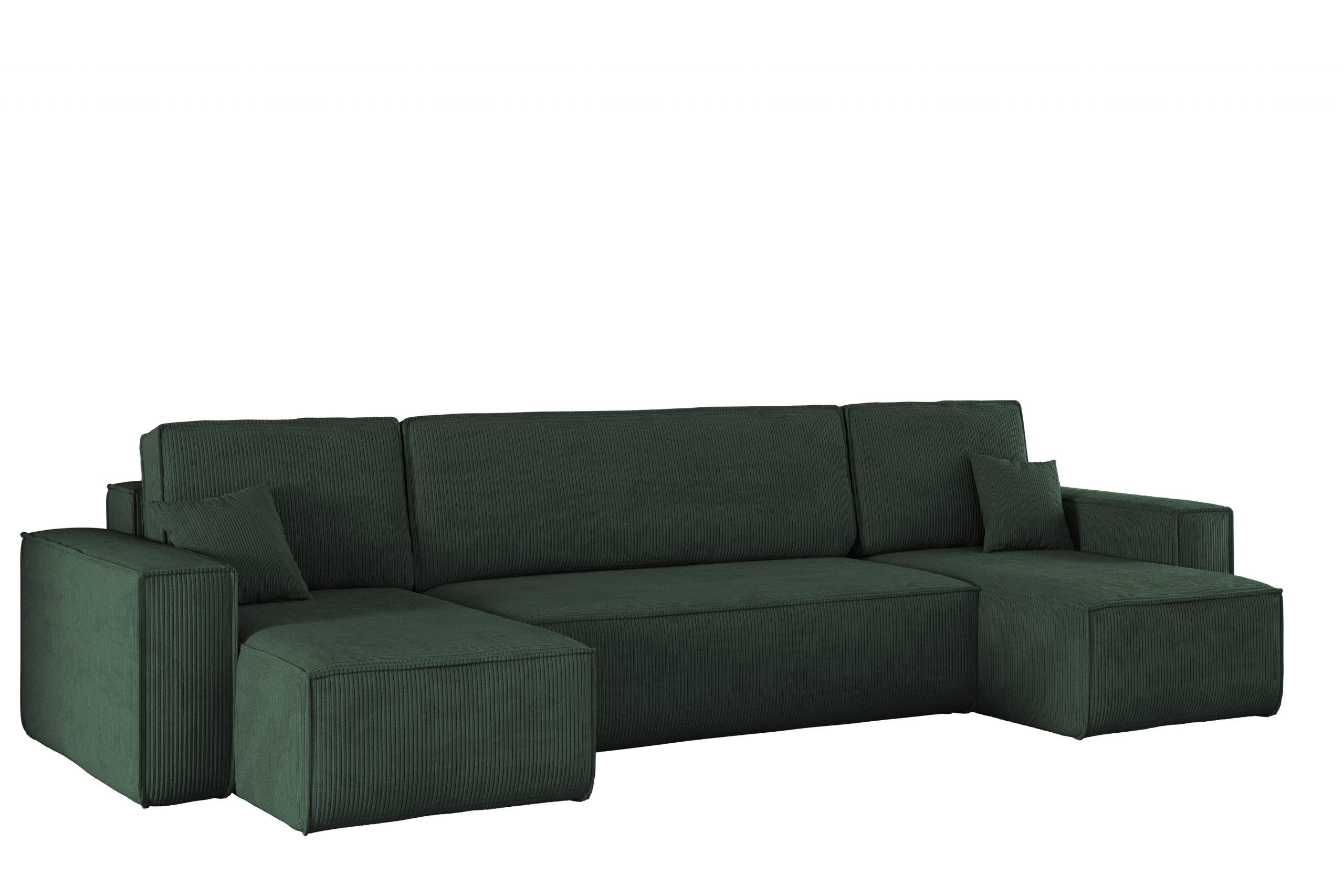 ECKSOFA Mit Schlaffunktion Und Bettkasten BEST Dicker Cord Poso Grün - Grün, Holz/Textil (312/142cm) - Kaiser Möbel