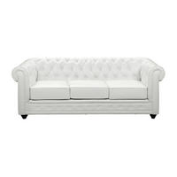 SOFA - 3 Personen - kunstleder - weiß Chesterfield - Weiß, Leder (205/72/88cm) - Vente-Unique