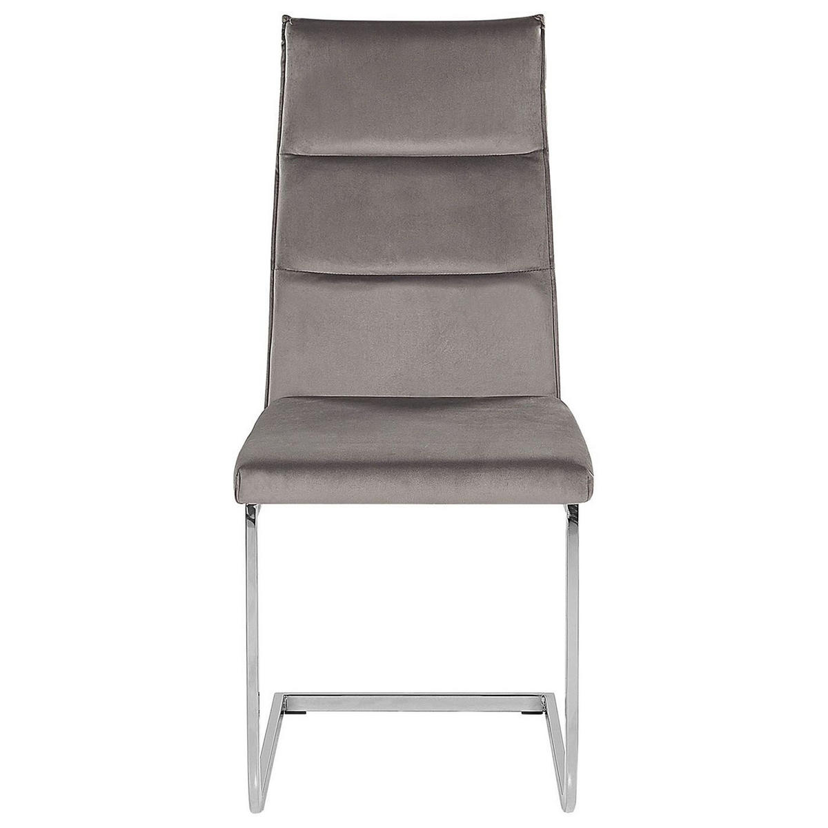 ESSZIMMERSTUHL 2er-Set Samtstoff Grau Rockford - Grau, Textil/Metall (44/96/57cm) - Beliani