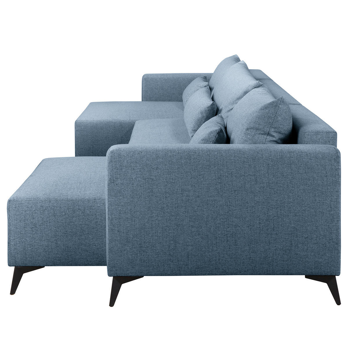 WOHNLANDSCHAFT - Blau/Schwarz, Textil (382/81/148cm) - home24