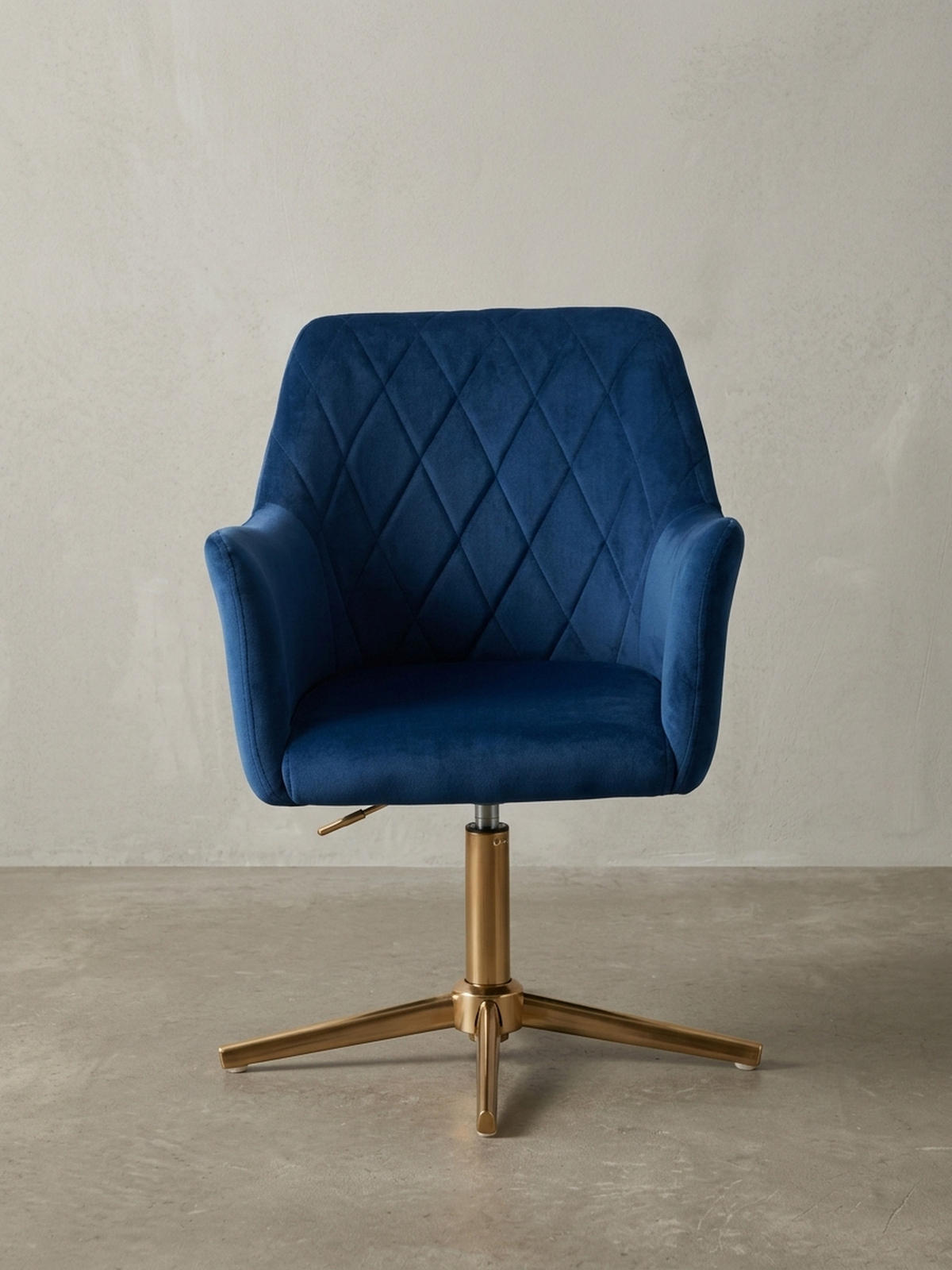 DREHSTUHL Samt mit Armlehnen Eisengestell 360° Funktion, Blau 97x55x55 cm - Blau/Goldfarben, Textil/Metall (97/55/55cm) - KADIMA DESIGN