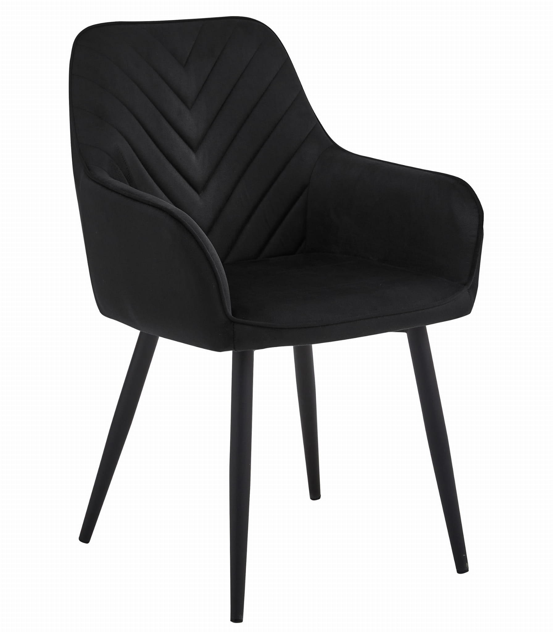 STUHL NEMI 1 Stück, Schwarz, Schwarz, mit Samtstoff gepolstert - Schwarz, Textil/Metall (54/84/61cm) - Komodee