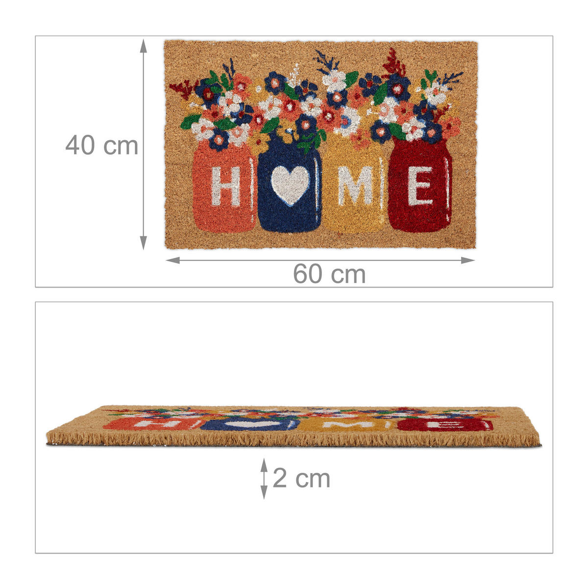 FUSSMATTE - Multicolor, Kunststoff/Textil (60/40cm) - Relaxdays