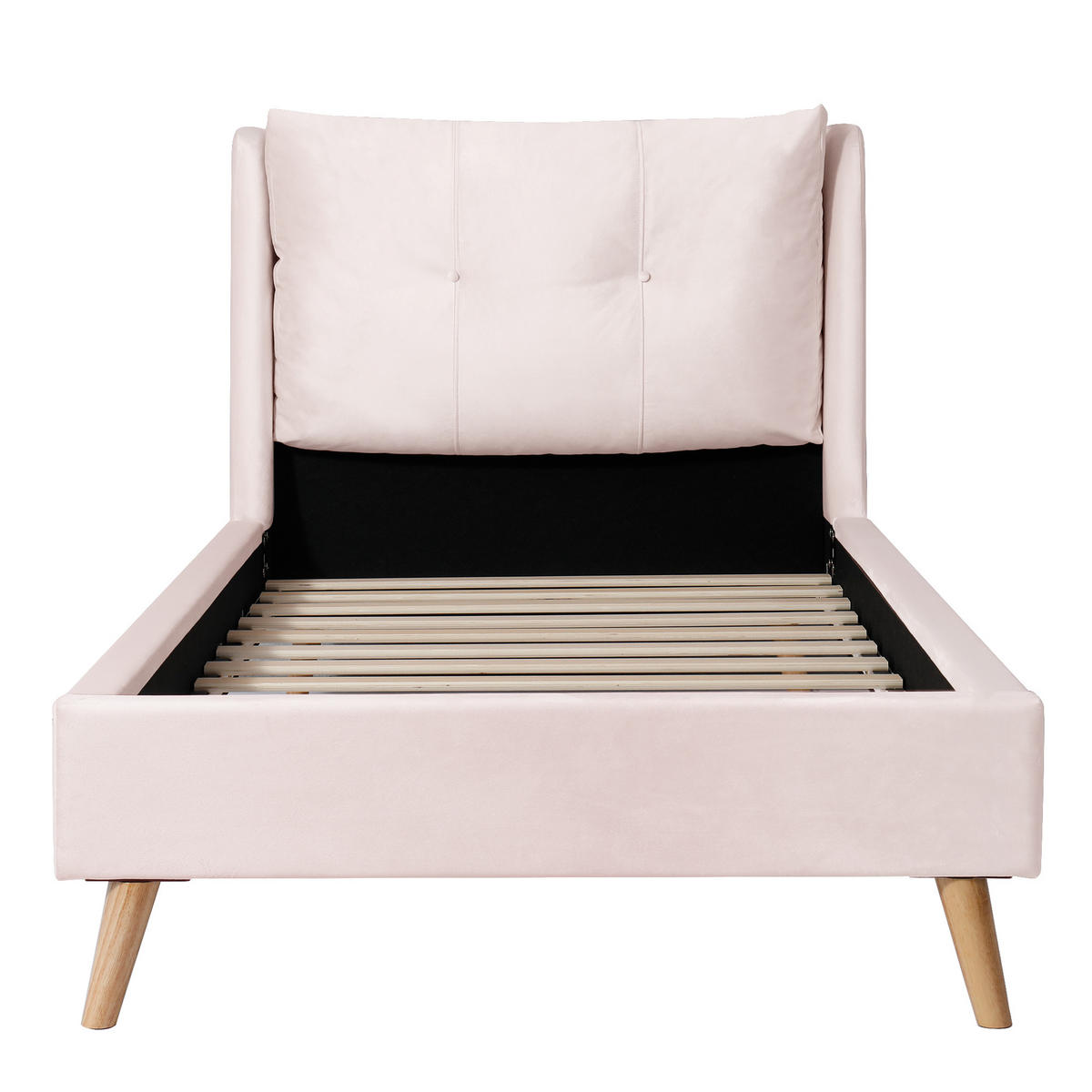 POLSTERBETT aus Samt 90x200 cm in Rosa mit Lattenrost & Stauraum - Rosa, Textil (90/200cm) - Modfu