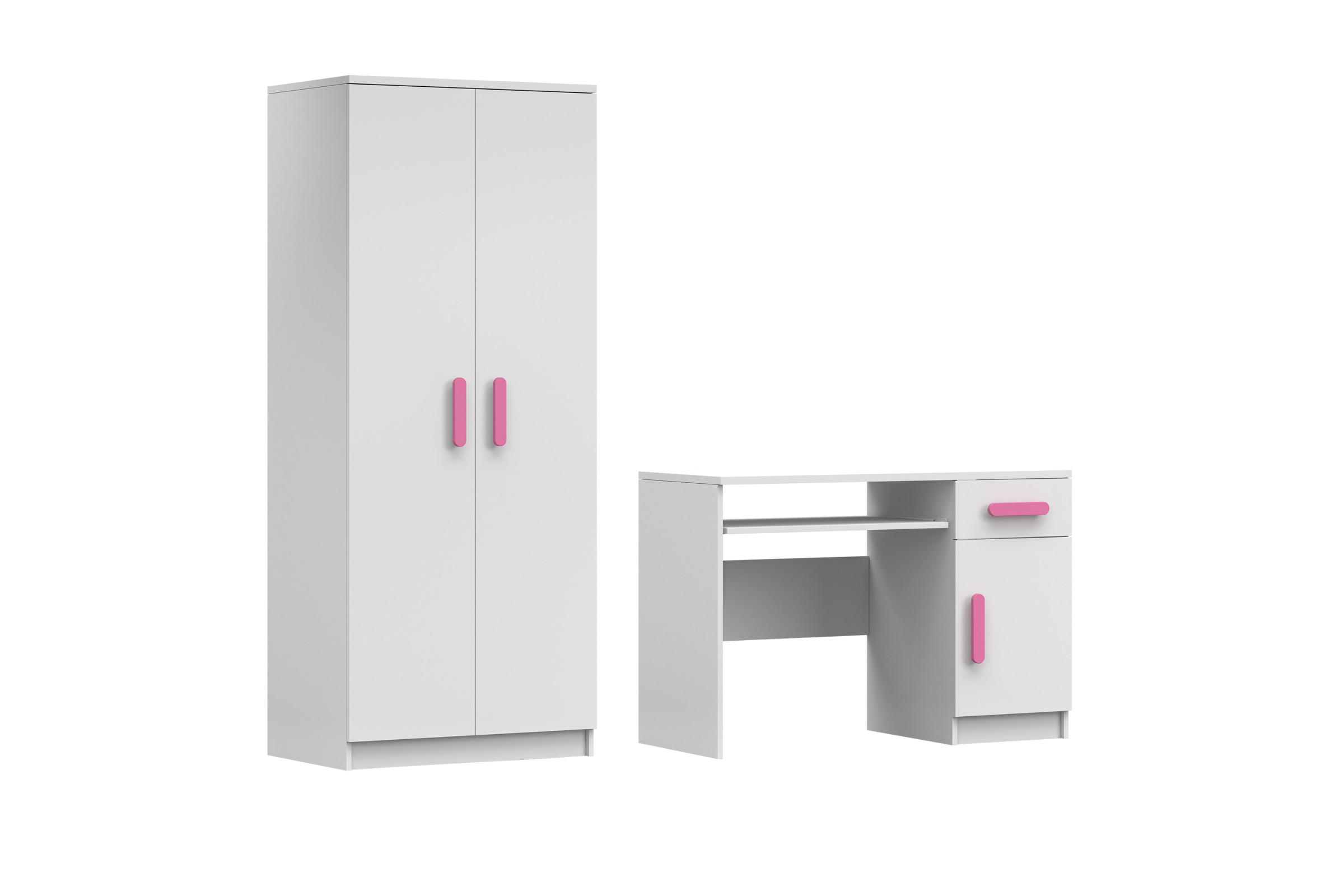 KINDERZIMMER-SET INGE IV 2-teilig in Weiß/Rosa - Weiß/Rosa, Holzwerkstoff (190/192/50cm) - Deine Möbel 24