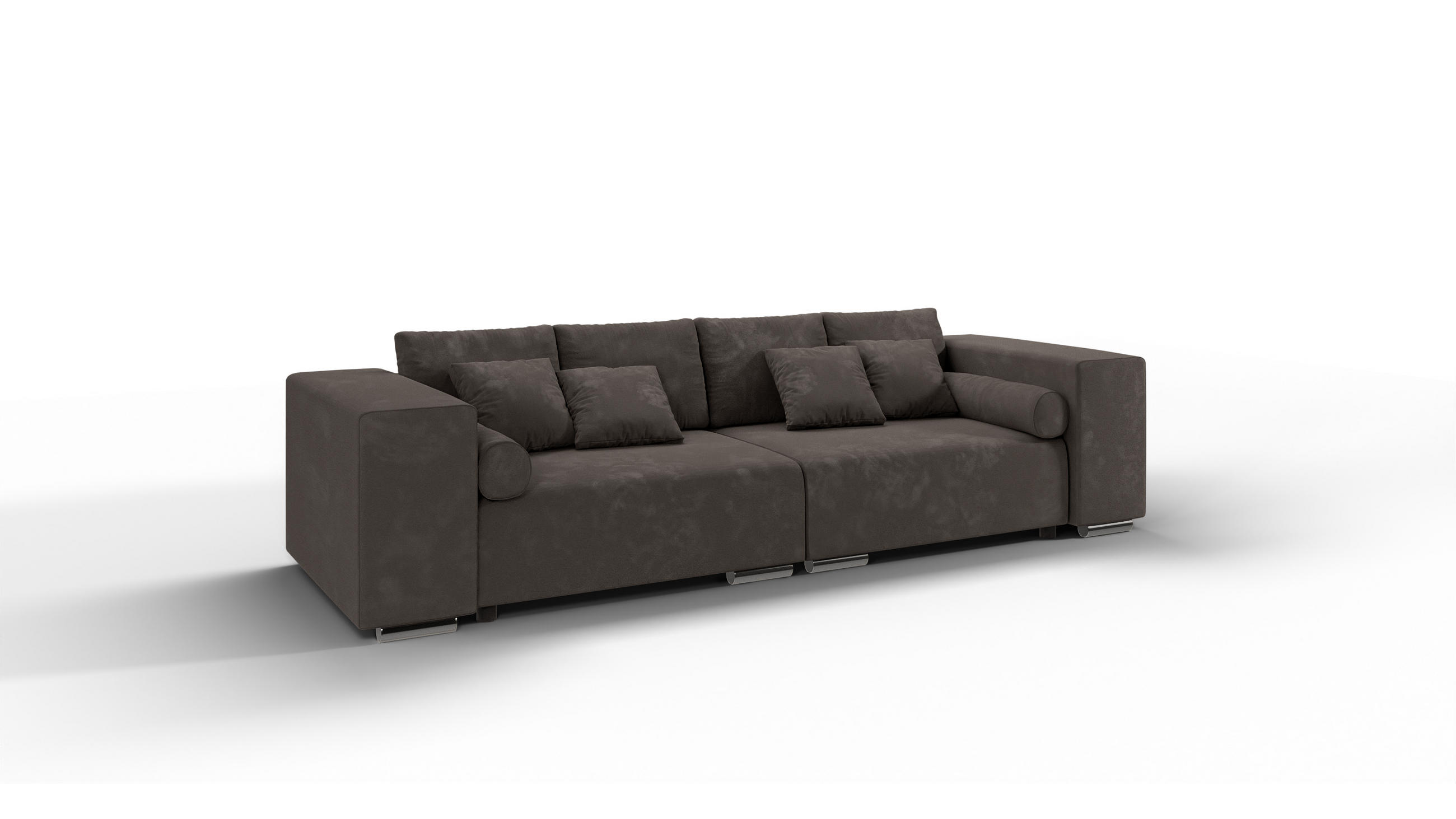 BIGSOFA Kami Microfaser Khaki - Dunkelbraun/Silberfarben, Kunststoff/Textil (290/80/110cm) - S-Style Möbel