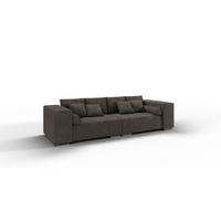 BIGSOFA Kami Microfaser Khaki - Dunkelbraun/Silberfarben, Kunststoff/Textil (290/80/110cm) - S-Style Möbel