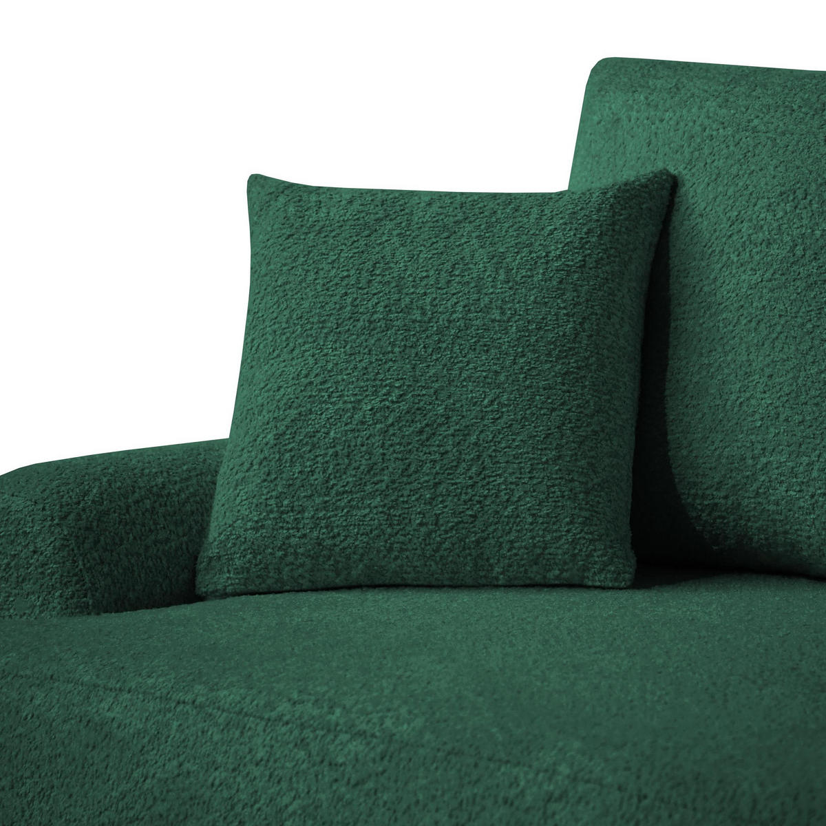 ECKSOFA Teddy L dunkelgrün, Bouclé-Stoff, rechts - Schwarz/Grün, Textil (270/170cm) - Beautysofa