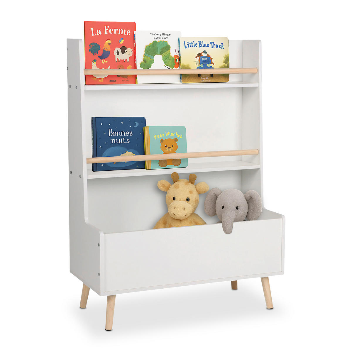 KINDERREGAL - Weiß, Holz/Holzwerkstoff (68/94/32cm) - Relaxdays