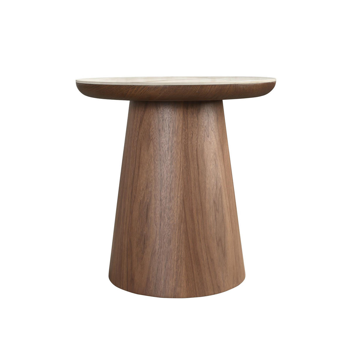ECKTISCH Runder Ecktisch aus Porzellanmarmor und Nussbaum Ø49/50 cm - Hellbraun/Walnussfarben, Holz/Keramik (49/49/50cm) - ANGEL CERDA