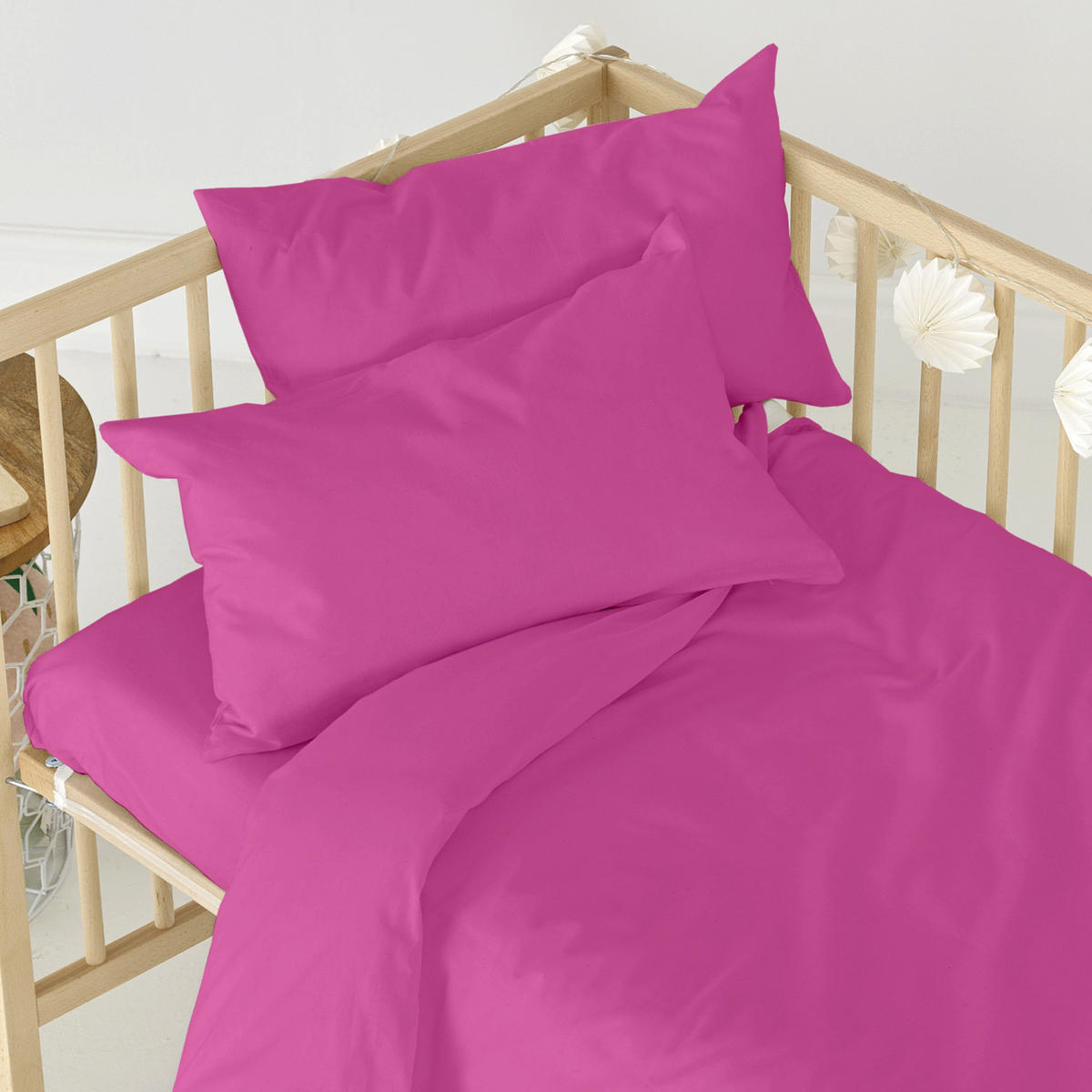 SPANNBETTTUCH basic 60x120x14 cm (kinderbett) fuchsie - Rosa, Textil (70/140cm) - Happy Friday