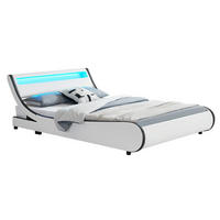 POLSTERBETT Valencia weiß 180x200 cm mit LED - Weiß, Textil (180/200cm) - Juskys