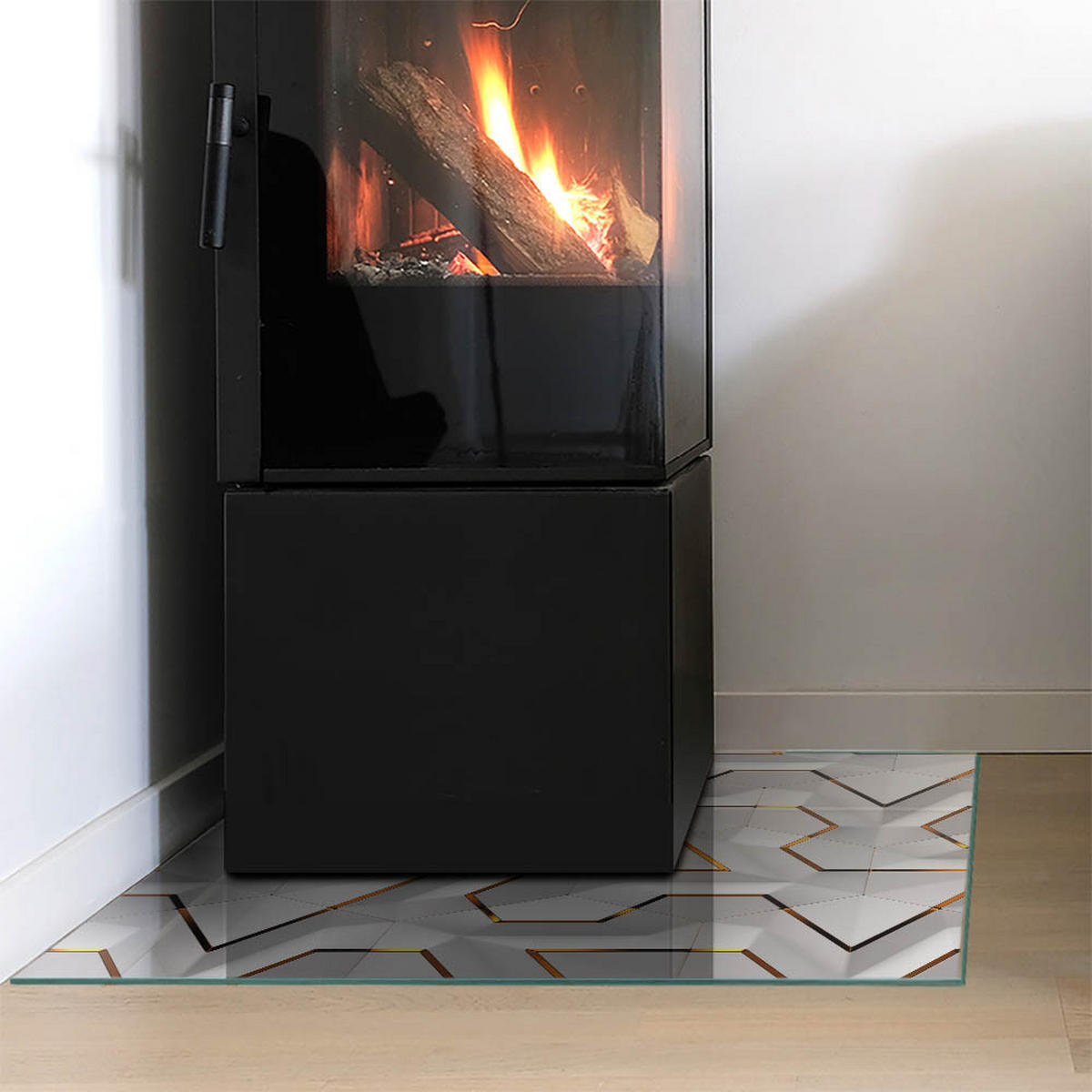 GLASPLATTE für Kamin 60x60 cm Weiß - Weiß, Glas (60/60/0.4cm) - ArtPrintCave