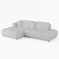 ECKSOFA BARI Links Ecru Velours Easy Clean L-Form Couch mit Schlaffunktion & Bettkasten - Ecru/Schwarz, Holz (170/280cm) - Barchello