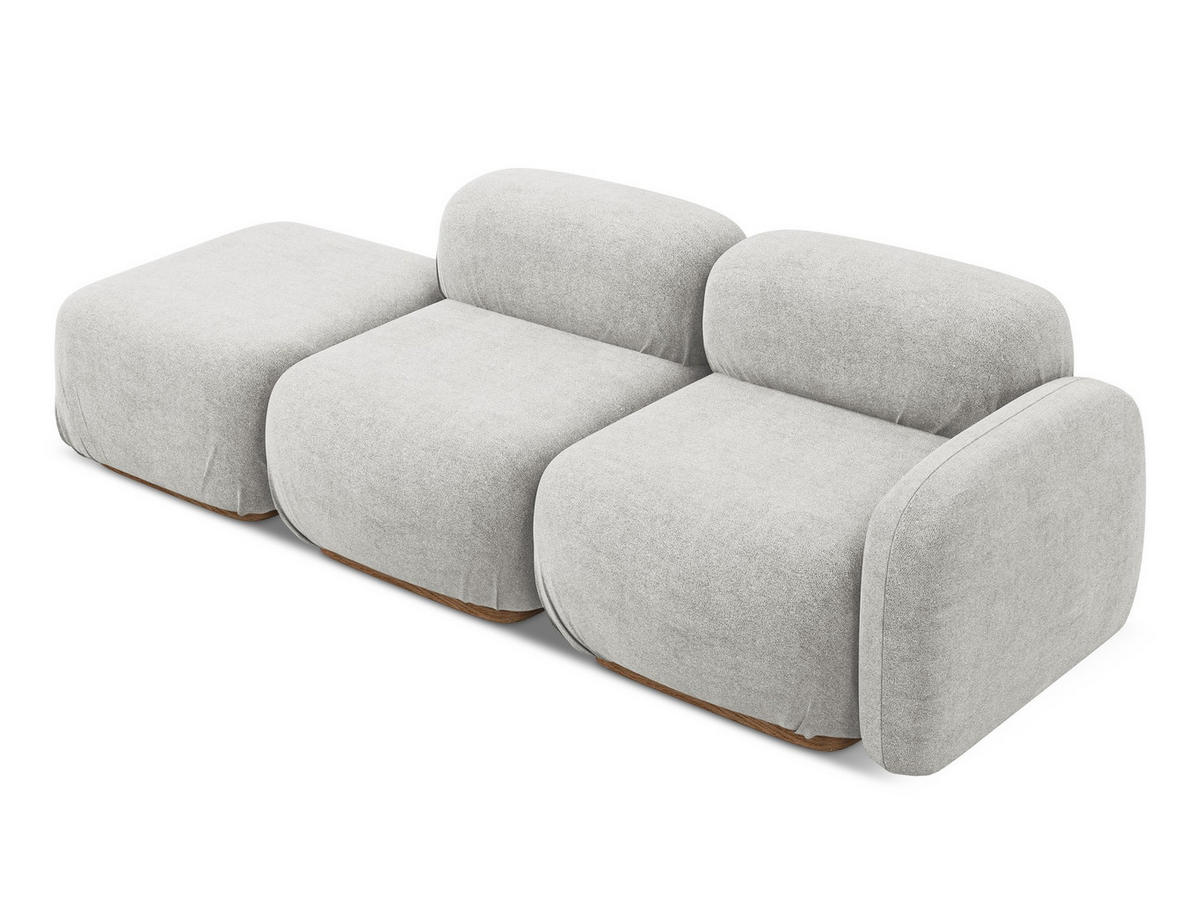 3-SITZER SOFA Links Bouclé Stoff Beige - Greige/Beige, Holz/Textil (95/73/258cm) - Makamii
