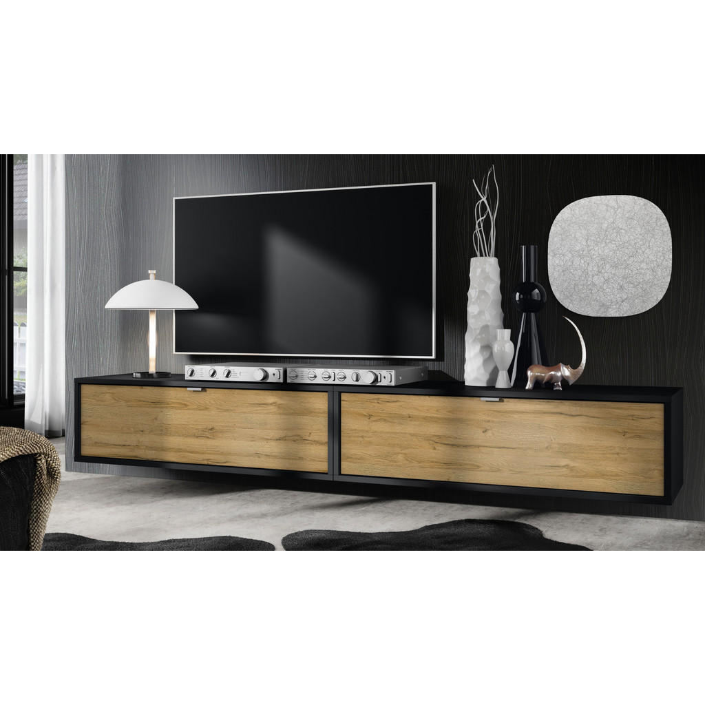 Thumbnail - Vladon Lowboard, Eiche, Holzwerkstoff, 100x29x37 cm, Wohnzimmer, Wohnwände, Lowboards, Lowboards stehend