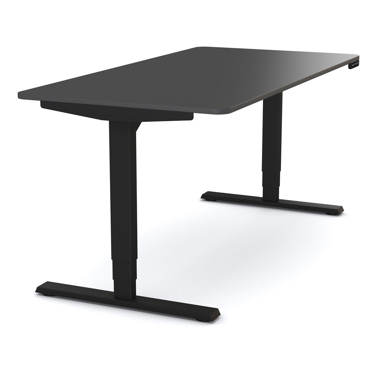SCHREIBTISCH Elektrisch höhenverstellbarer Schreibtisch Y-Line Curved Anthrazit Schwarz 140/80/62-127cm - Anthrazit/Schwarz, Holzwerkstoff/Metall (80/140/127cm) - ASSMANN