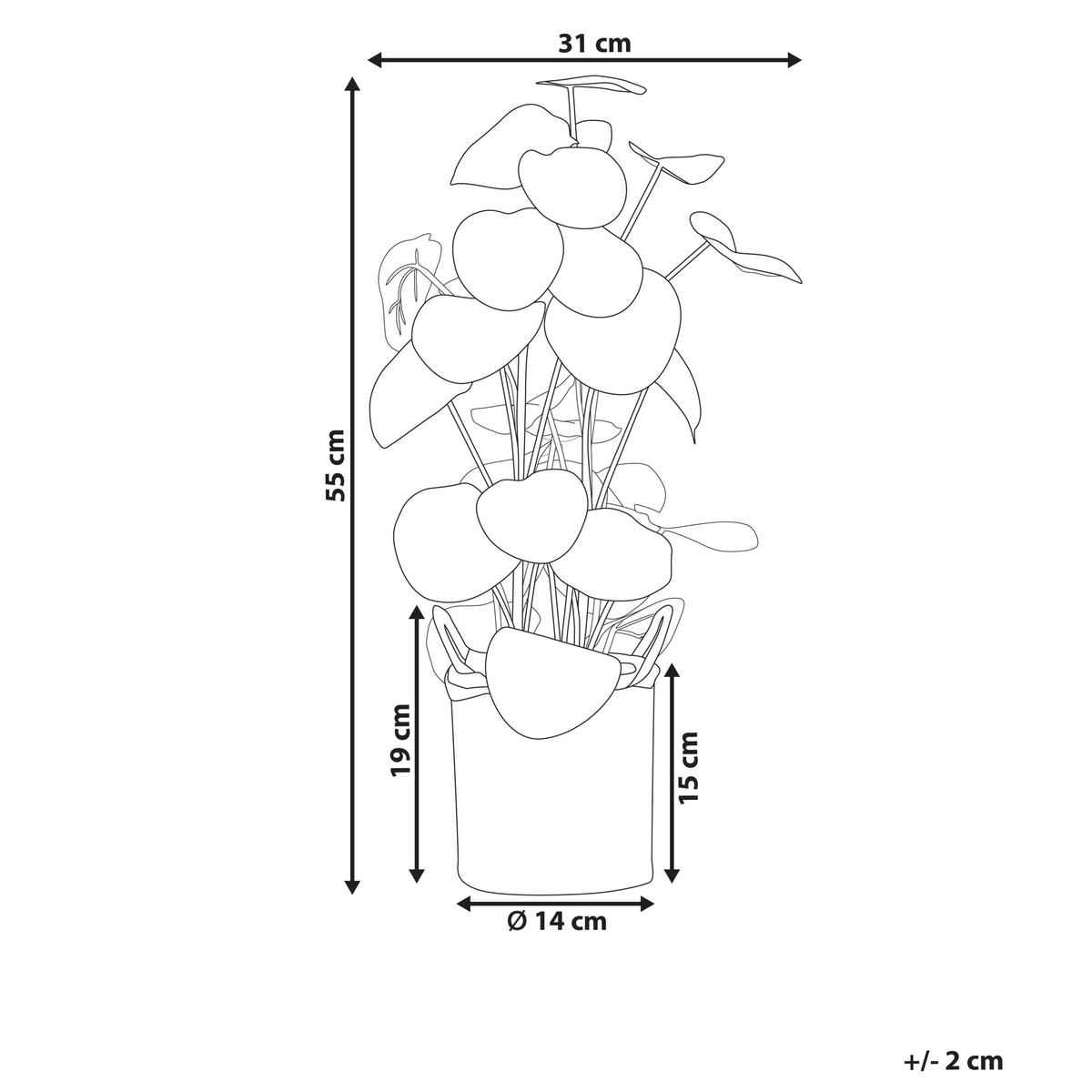 KUNSTPFLANZE im Blumentopf 55 cm Grün/Schwarz Kibeti - Schwarz/Grün, Kunststoff (55cm) - Beliani
