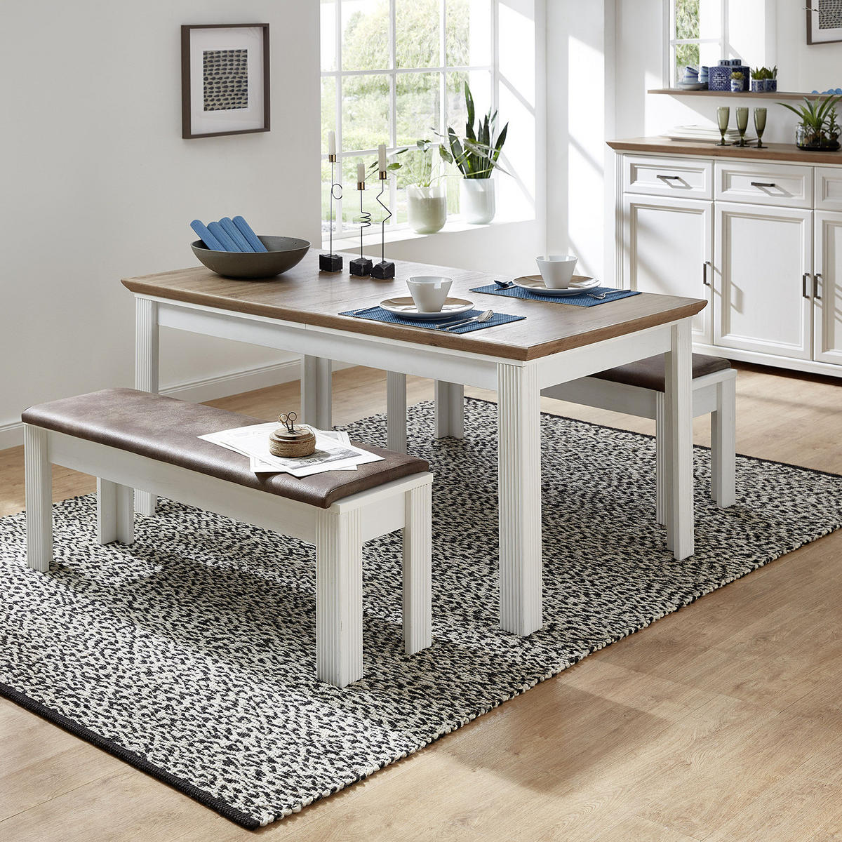SITZBANK - MDF - Weiß, Holzwerkstoff (126/48/41cm) - home24