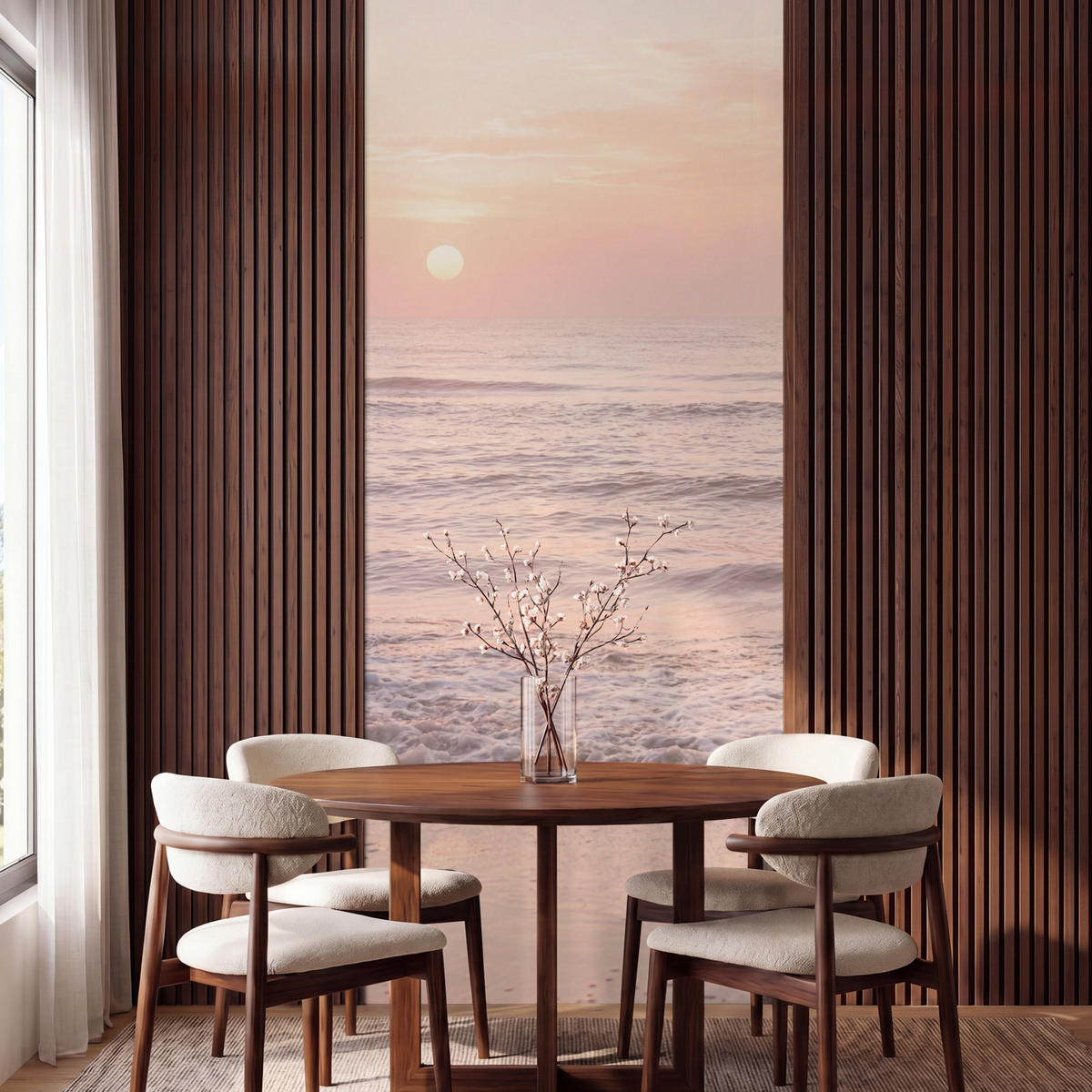TAPETE - Sonne - Strand - Rosa - 100x260 cm - Hellrosa, Papier (100/260cm) - OnlyWow