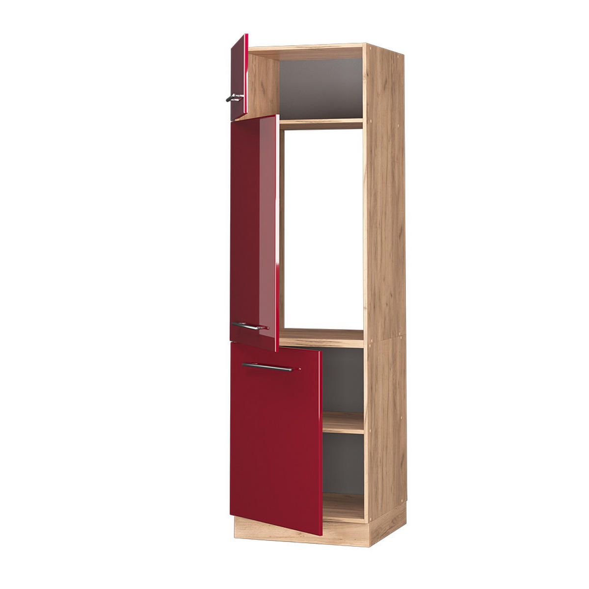 KÜCHENSCHRANK Fame-Line Bordeaux Hochglanz 60 cm - Honigeiche/Bordeaux, Holzwerkstoff (60/206.8/58.1cm) - Vicco