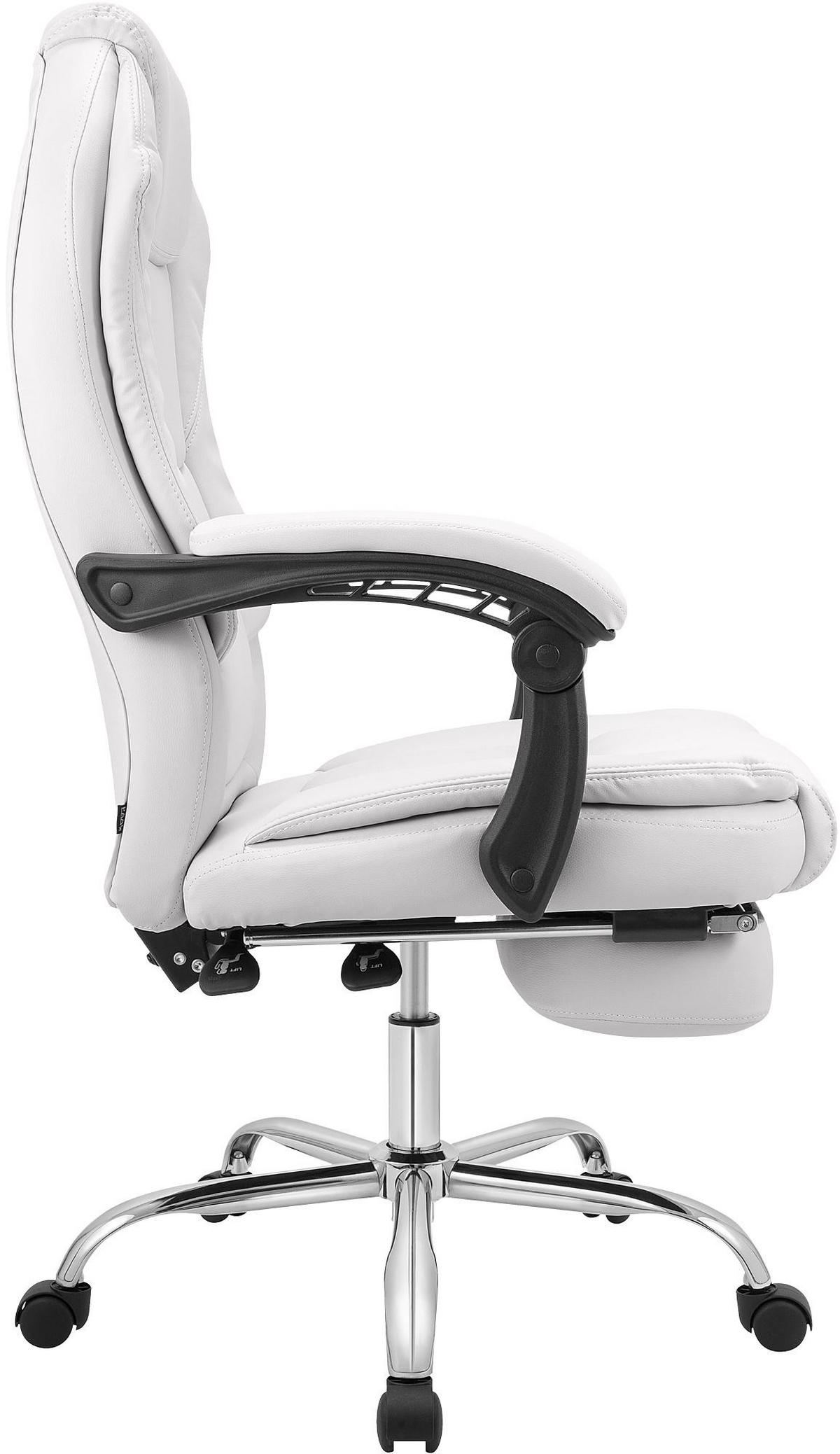 CHEFSESSEL Lederlook Weiß - Chromfarben/Weiß, Textil/Metall (67/114/64cm) - CLP