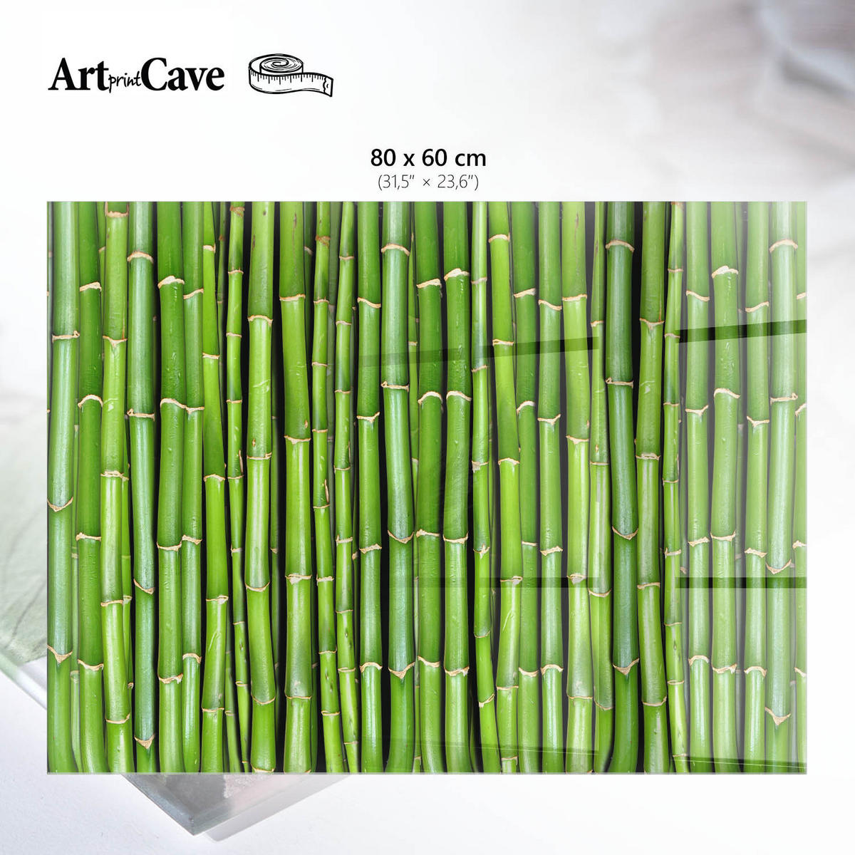 GLASPLATTE 80x60 cm – Grüner Bambus - Beige, Glas (0.4/80/60cm) - ArtPrintCave