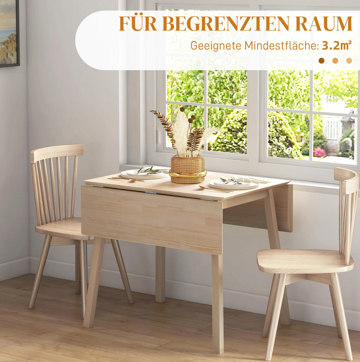 ESSTISCH 86/110/75 cm klappbar und platzsparend aus Holz, Natur - Braun, Holz (110/86/75cm) - Redom