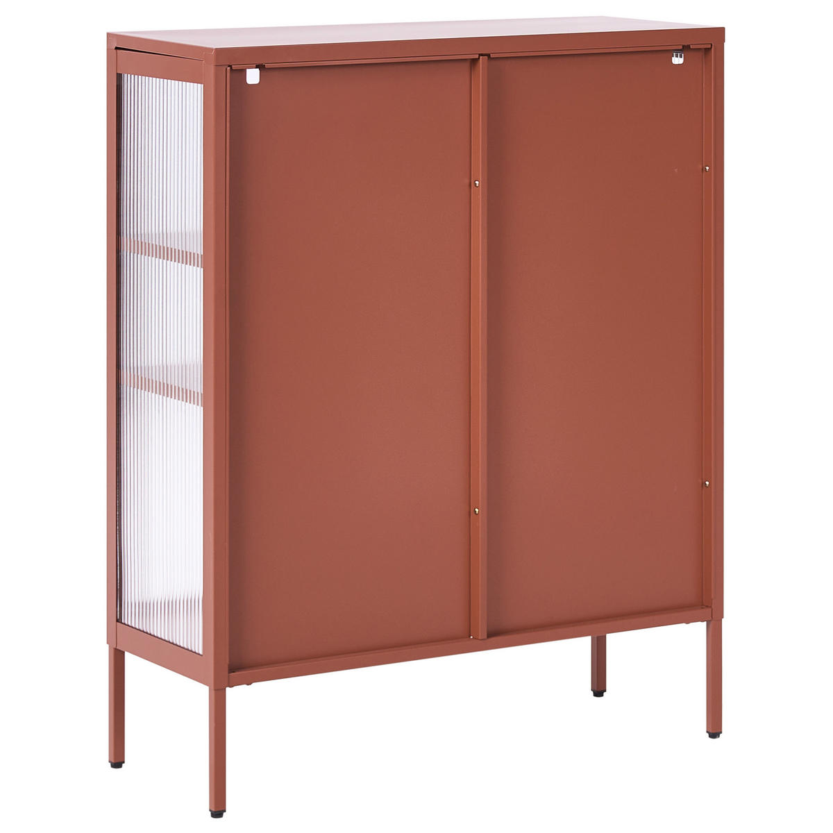 SIDEBOARD mit Glastüren Metall 90 cm Goldbraun Lerryn - Goldfarben, Metall (90/111/35cm) - Beliani