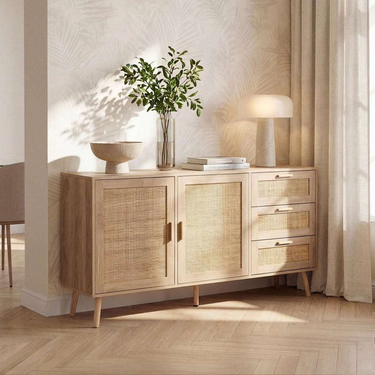 ANRICHTE NIEDRIGE Tahiti Natürlich 148 cm x 79 cm - Naturfarben, Holzwerkstoff (148/79/40cm) - Klast Home