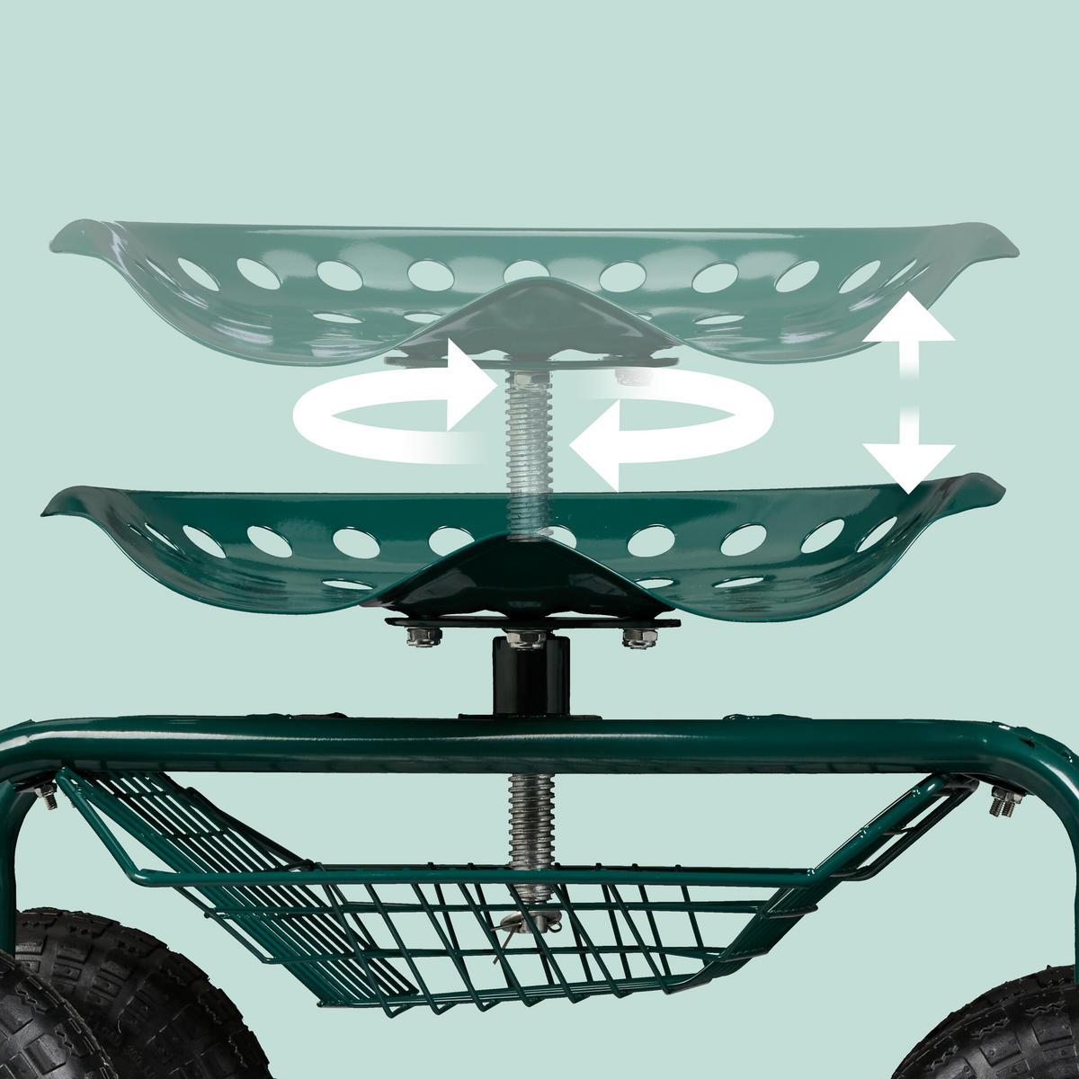 GARTENSITZ - Dunkelgrün, Kunststoff/Metall (43/54/82cm) - Relaxdays