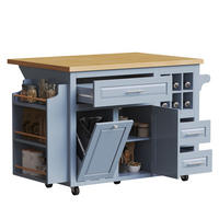 KÜCHENWAGEN mit klappbarer Arbeitsplatte 143 x 75 x 91 cm Blau - Blau, Holz (75/91/143cm) - Beauniv