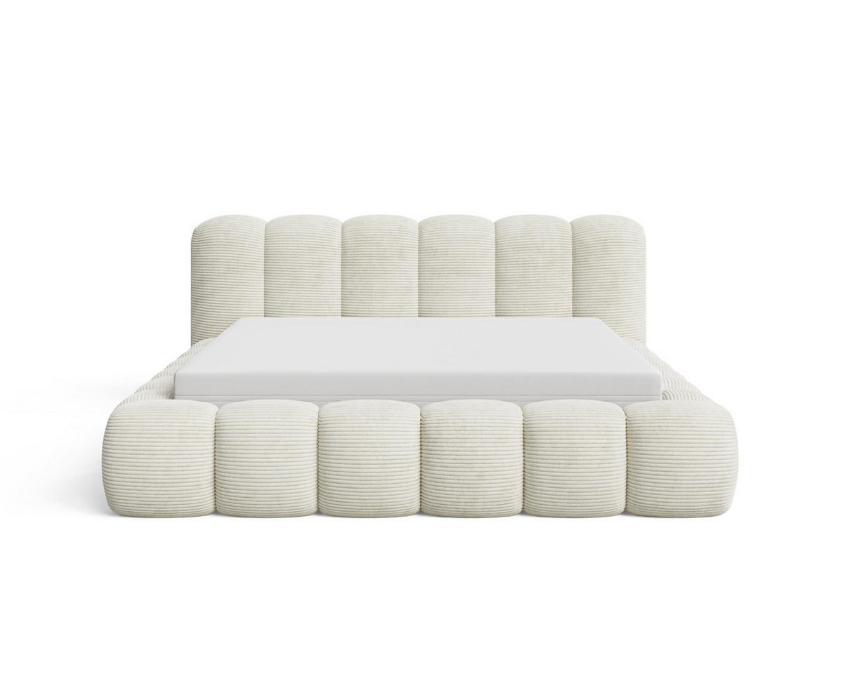 POLSTERBETT 140x200 mit Bettkasten, Lattenrost und Kopfteil, Poso Cord-Stoffbezug Beige - Beige, Holz (140/200cm) - Chilly