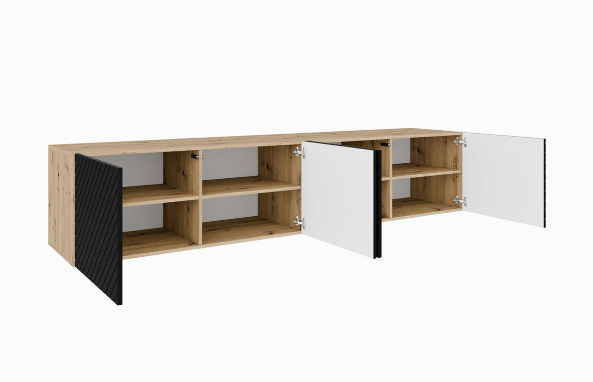 TV-SCHRANK KLER - Schwarz/Eiche Artisan, Holzwerkstoff (200/41/40cm) - Meblini