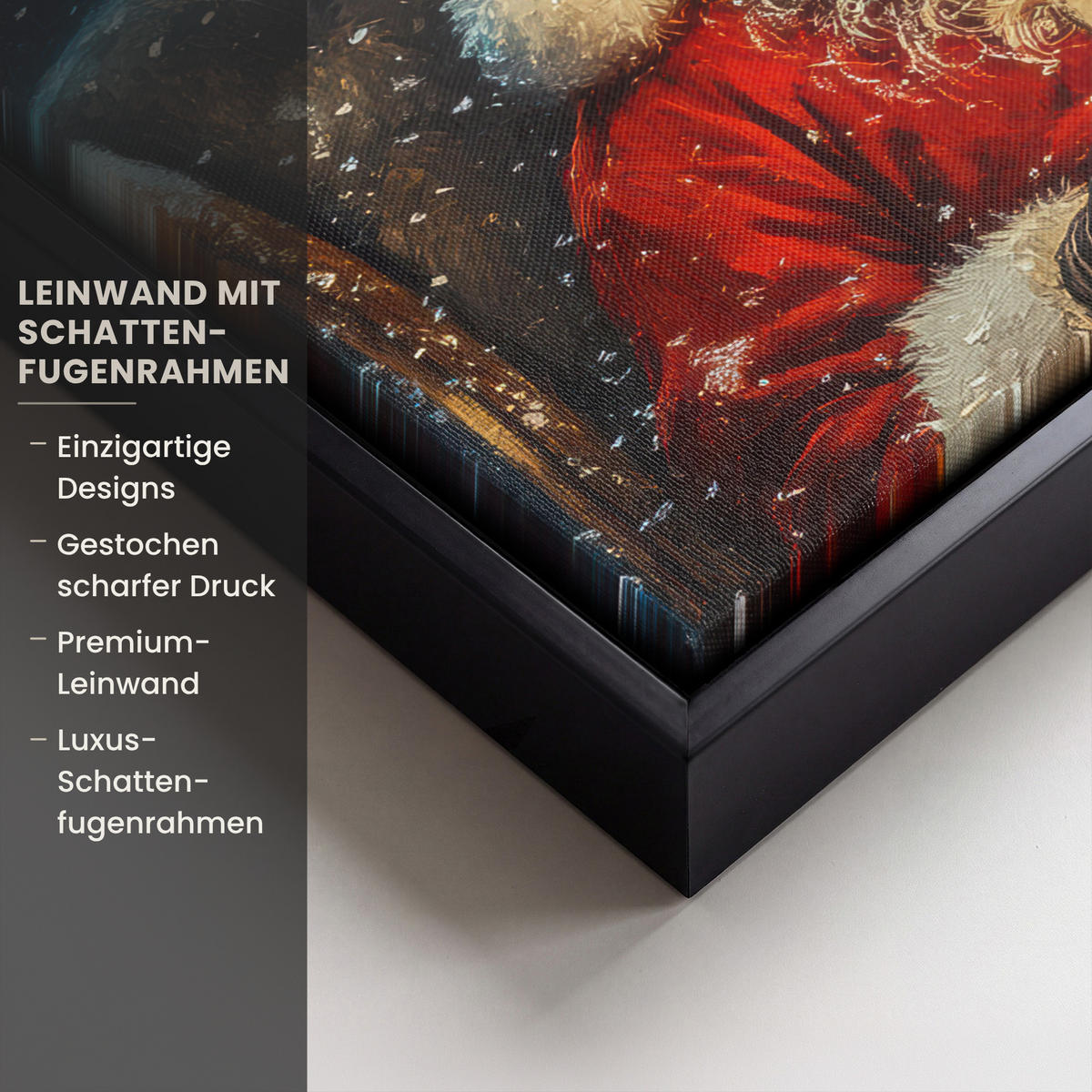 LEINWAND Bilder mit Rahmen - Weihnachtsmann - Weihnachten - Winter - Weihnachtsbaum - 30x20 - Bordeaux, Textil (30/20cm) - MuchoWow