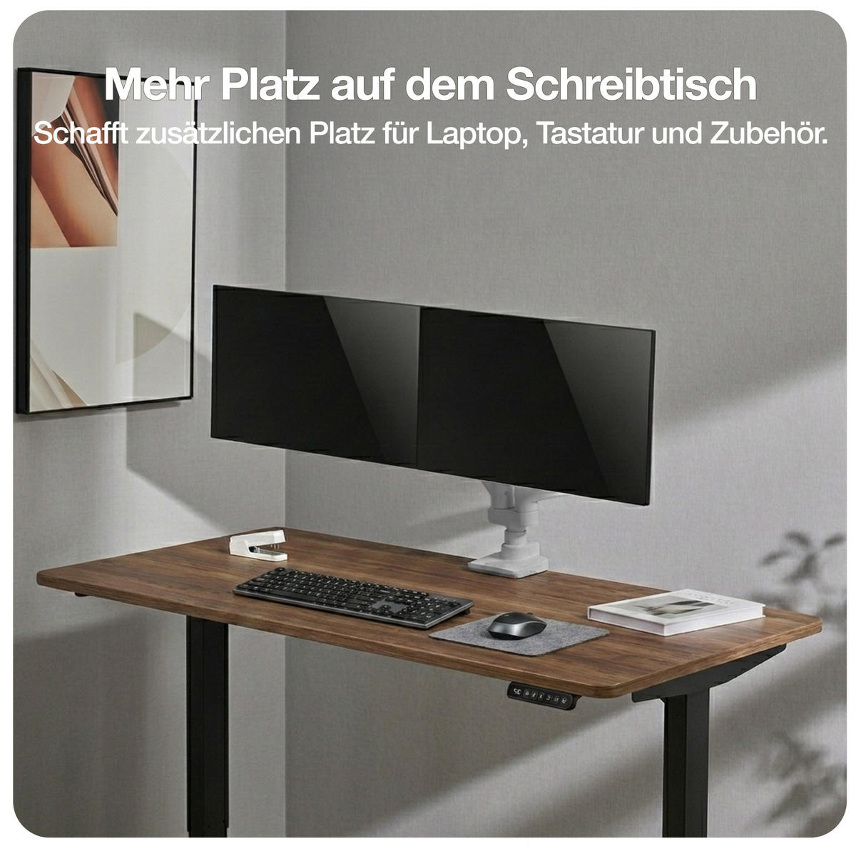 MONITORARM Doppel-Monitorarm in weißaluminium mit Gasfeder für 2 Monitore 17–35 Zoll bis je 20kg / Weißaluminium - Silberfarben, Metall (25/50/13cm) - ASSMANN