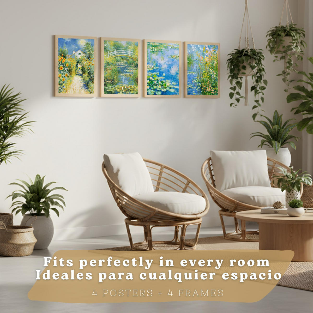 PLAKAT Sada 4 Pole A3 Lehký dřevěný rám - béžová, papír (29.7/1/42cm) - Nacnic