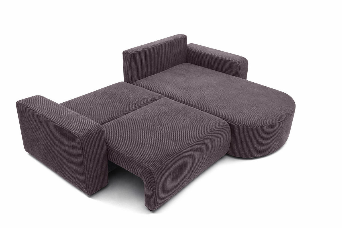 ECKSOFA Mit Schlaffunktion, Cordstoff Poso, Dunkelgrau, Rechts, ROUND ONE - Dunkelgrau, Holz (244/175cm) - Kaiser Möbel