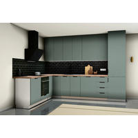 L-KÜCHE Sorento Weiß & Grün – 330 × 210 cm – K52-G330 - Schwarz/Weiß, Holzwerkstoff/Metall (330/247/210cm) - ROYAL24_MARKT