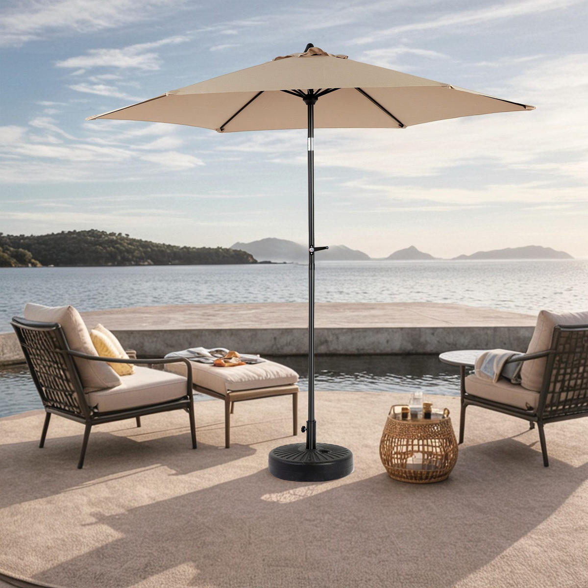 SONNENSCHIRM 264x264cm,Aluminium,Sonnenschutz,Khaki - Braun, Metall (264/264cm) - LVHOM