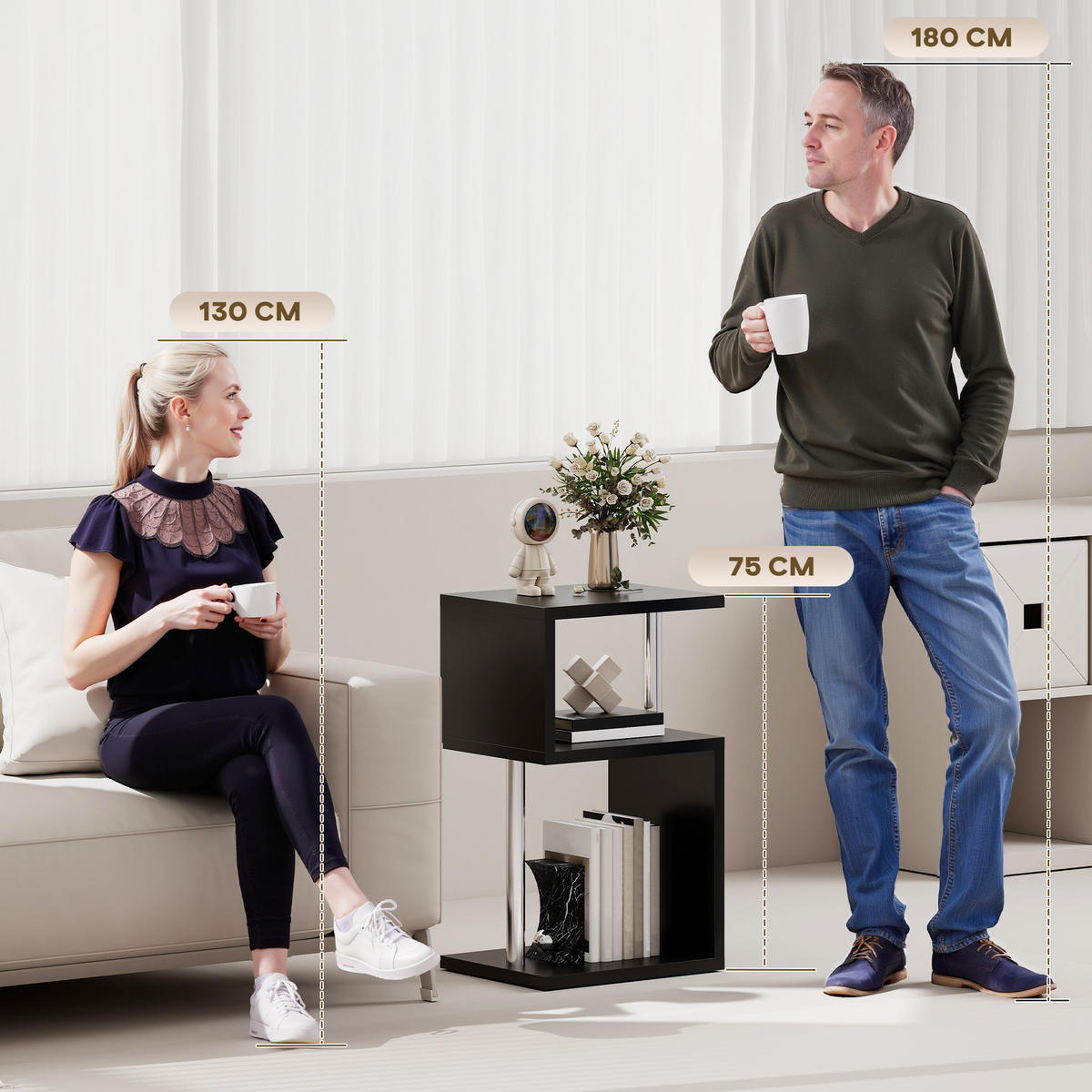 BEISTELLTISCH Schwarz 1 Stück - Schwarz, Kunststoff (44/38/75cm) - GiPP