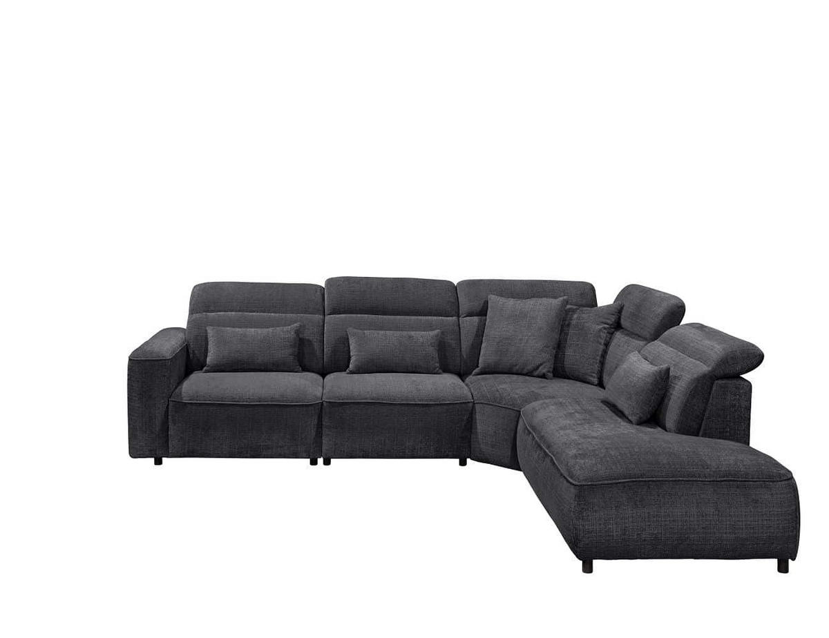 ECKSOFA mit 5-fach verstellbare Kopflehnen und pflegeleichter Mikrofaser-Chenille-Bezug - Schwarz, Kunststoff/Textil (285/339cm) - ed exciting design