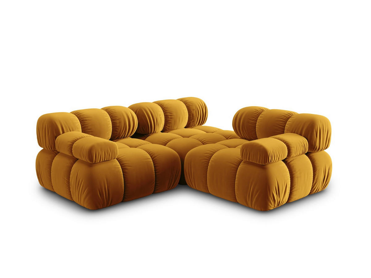 MODULARES-SOFA Bellis aus Samt gelb 3 Sitzplätze - Gelb, Textil (94/63/282cm) - Micadoni